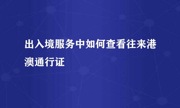 出入境服务中如何查看往来港澳通行证