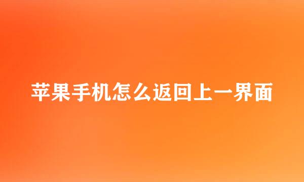 苹果手机怎么返回上一界面