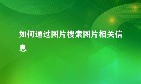 如何通过图片搜索图片相关信息