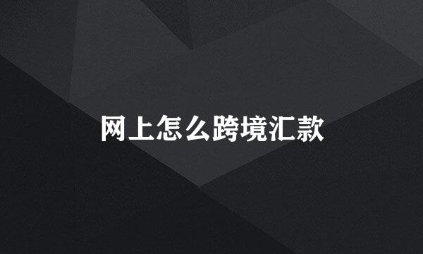 网上怎么跨境汇款