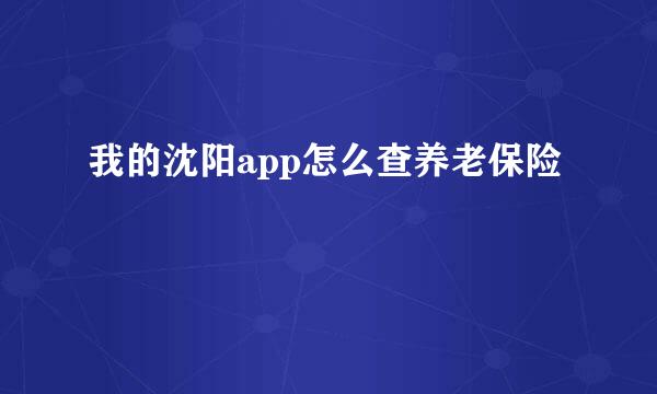 我的沈阳app怎么查养老保险