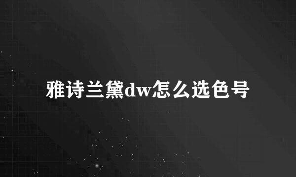 雅诗兰黛dw怎么选色号