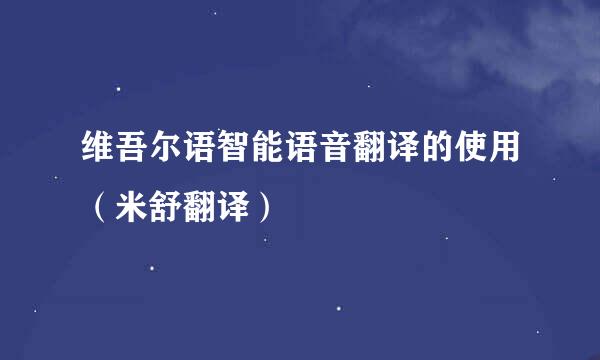维吾尔语智能语音翻译的使用（米舒翻译）