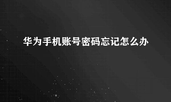 华为手机账号密码忘记怎么办