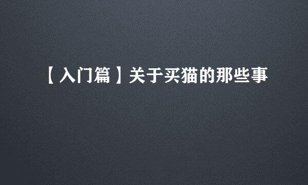 【入门篇】关于买猫的那些事