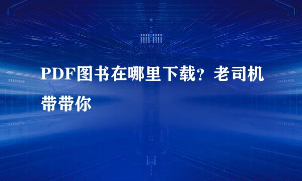 PDF图书在哪里下载？老司机带带你