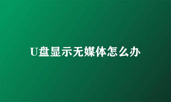U盘显示无媒体怎么办