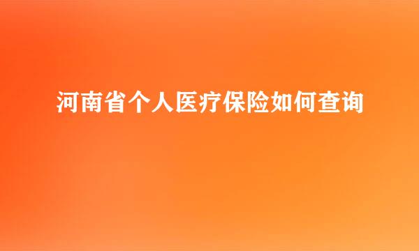 河南省个人医疗保险如何查询