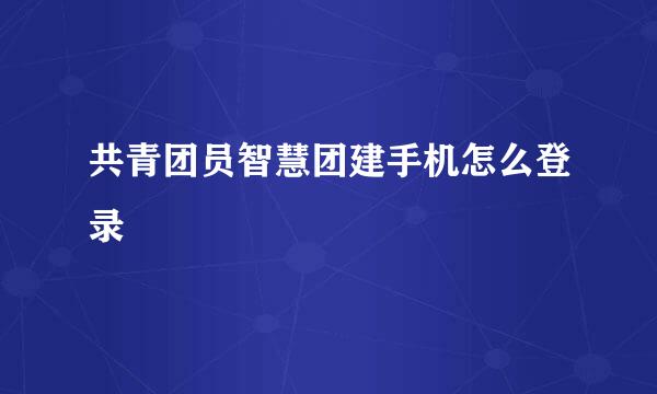 共青团员智慧团建手机怎么登录