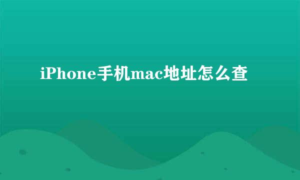 iPhone手机mac地址怎么查