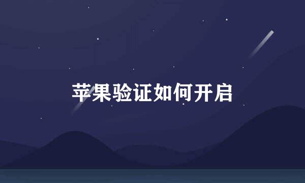 苹果验证如何开启