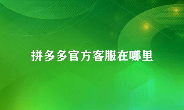 拼多多官方客服在哪里