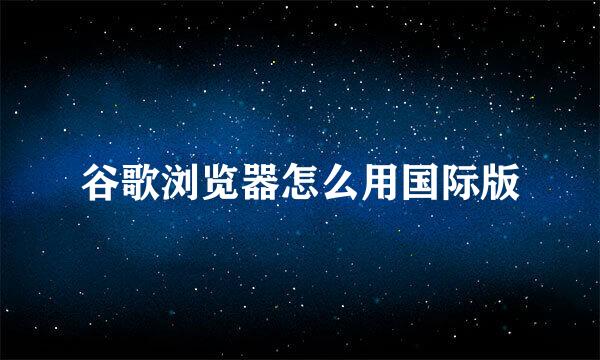 谷歌浏览器怎么用国际版