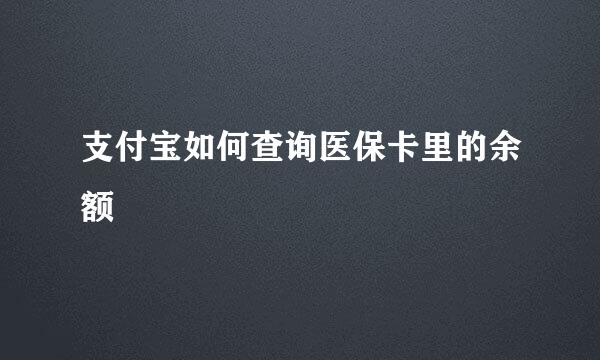 支付宝如何查询医保卡里的余额