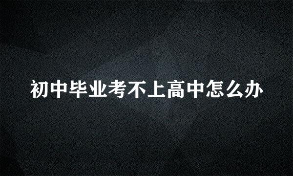 初中毕业考不上高中怎么办