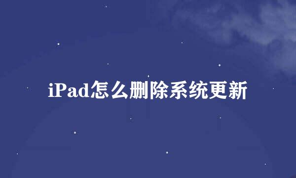 iPad怎么删除系统更新