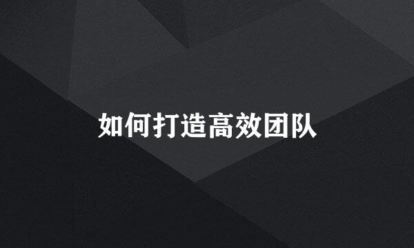 如何打造高效团队