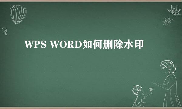 WPS WORD如何删除水印