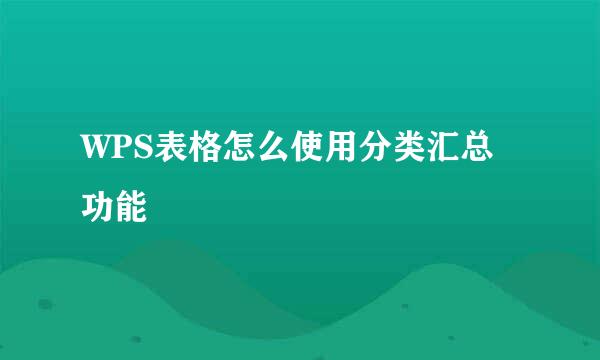 WPS表格怎么使用分类汇总功能