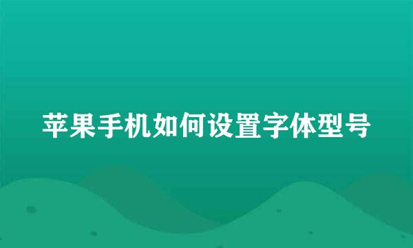 苹果手机如何设置字体型号