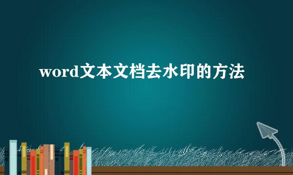 word文本文档去水印的方法