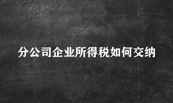 分公司企业所得税如何交纳