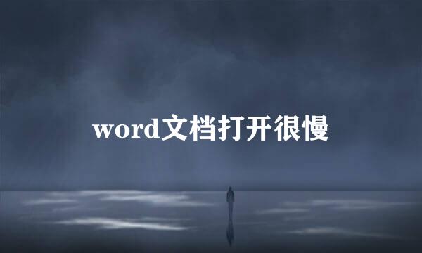 word文档打开很慢