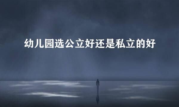 幼儿园选公立好还是私立的好