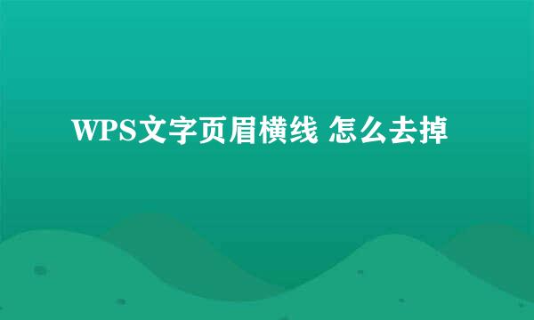 WPS文字页眉横线 怎么去掉
