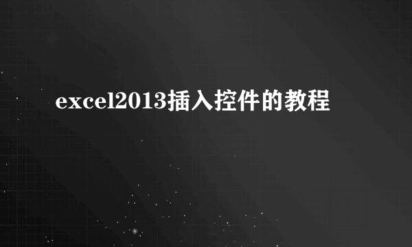 excel2013插入控件的教程