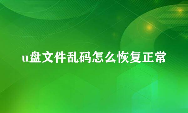 u盘文件乱码怎么恢复正常