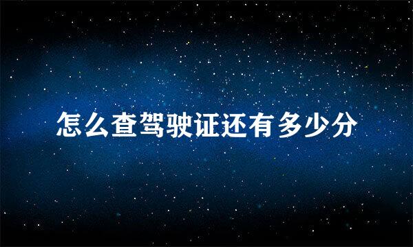 怎么查驾驶证还有多少分
