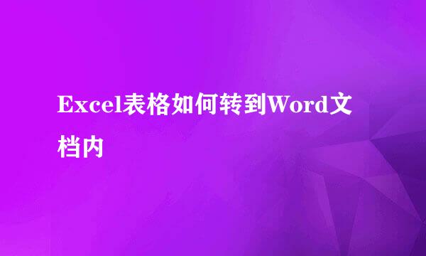 Excel表格如何转到Word文档内