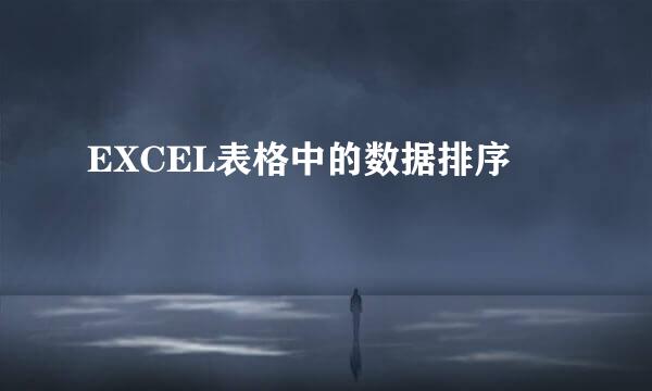EXCEL表格中的数据排序