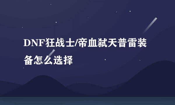 DNF狂战士/帝血弑天普雷装备怎么选择