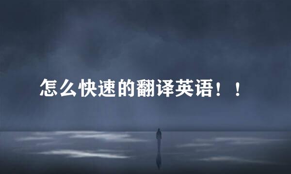 怎么快速的翻译英语！！