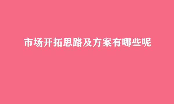 市场开拓思路及方案有哪些呢