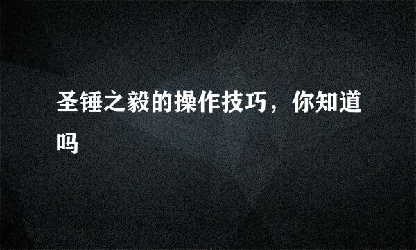 圣锤之毅的操作技巧，你知道吗