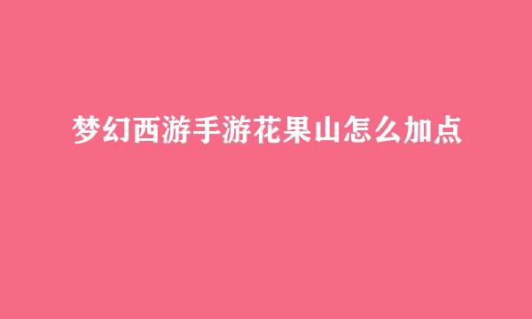 梦幻西游手游花果山怎么加点