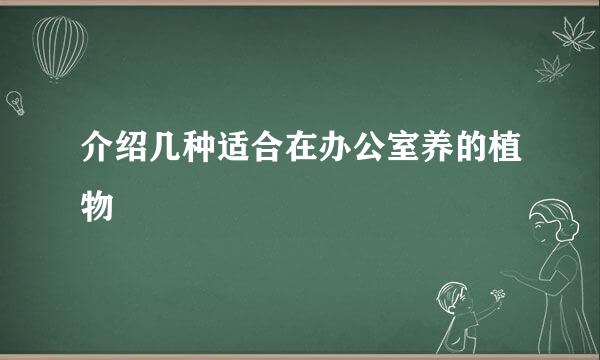 介绍几种适合在办公室养的植物