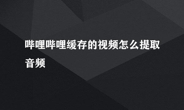 哔哩哔哩缓存的视频怎么提取音频