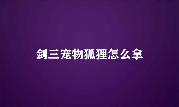 剑三宠物狐狸怎么拿