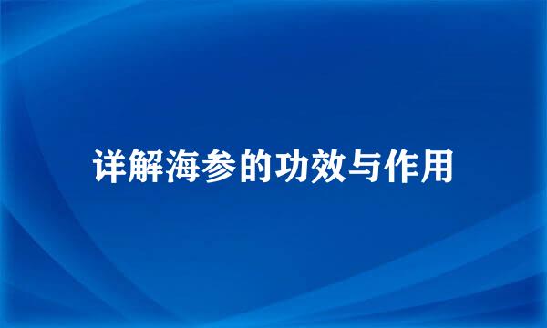 详解海参的功效与作用