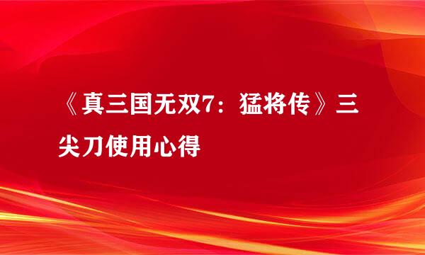 《真三国无双7：猛将传》三尖刀使用心得