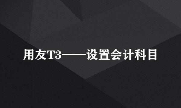 用友T3——设置会计科目