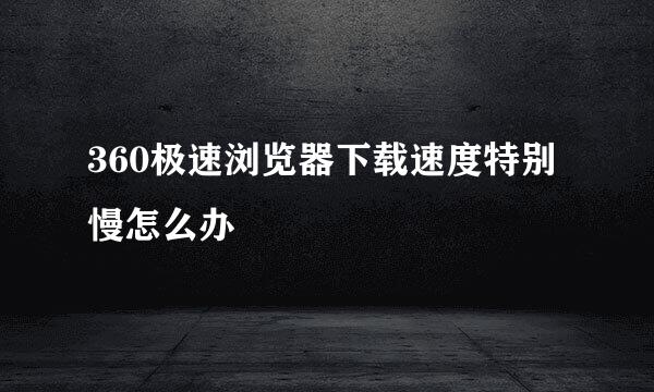360极速浏览器下载速度特别慢怎么办