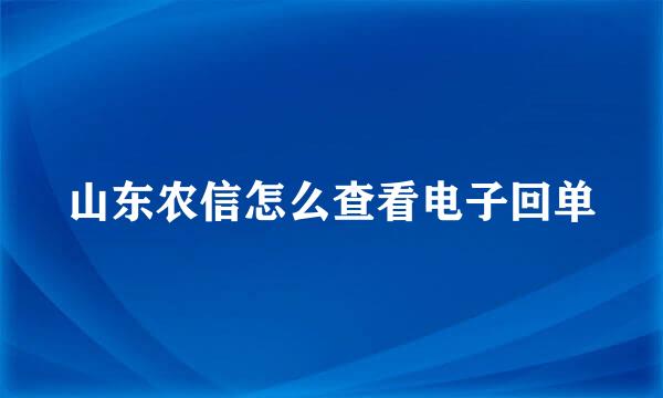 山东农信怎么查看电子回单