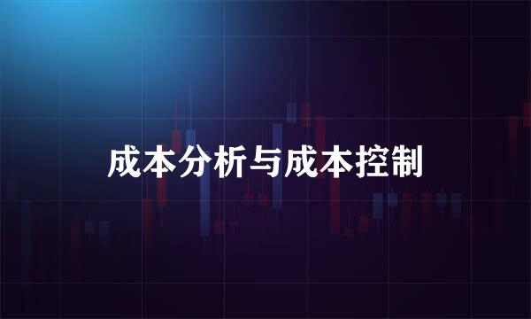 成本分析与成本控制
