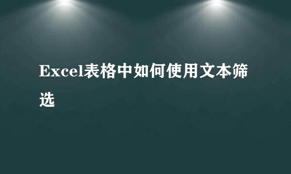 Excel表格中如何使用文本筛选