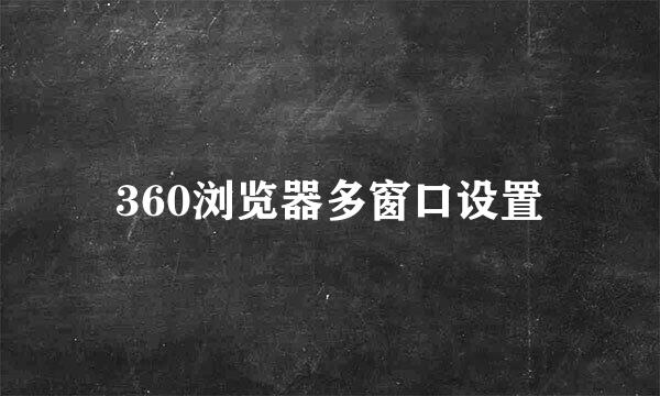 360浏览器多窗口设置